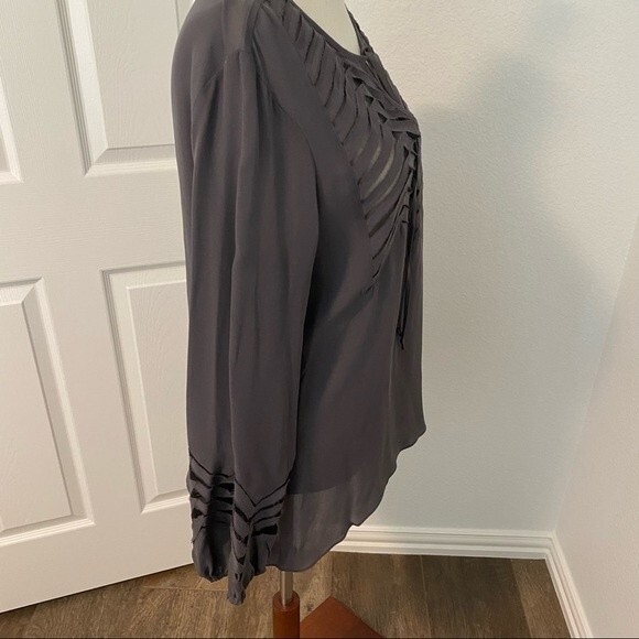 NWT PARKER Silk V-neck Long sleeve Sexy Key Hole Cut Outs luxury SZ L - Picture 7 of 12